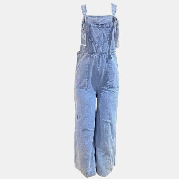 &Merci Women's Wide Leg Long Overalls Carpenter Cottage sz Small Light Blue Wash - Picture 1 of 13